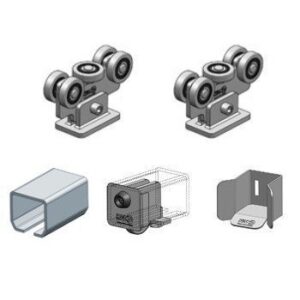 C65/H KIT – KANO úszókapu vasalat szett C65H sínnel, 5 görgos csapágysorral