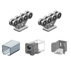 C65/H/8 KIT – KANO úszókapu vasalat szett C65H sínnel, 8 görgos csapágysorral