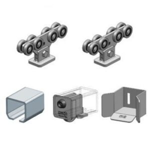 C75/H/8 KIT – KANO úszókapu vasalat szett C75H sínnel, 8 görgos csapágysorral